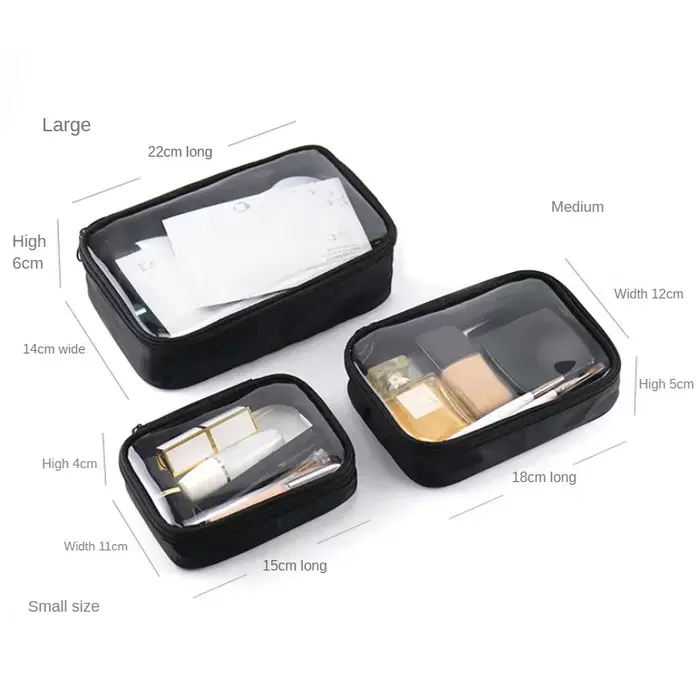 Trousse de maquillage imperméable en PVC transparent pour femmes