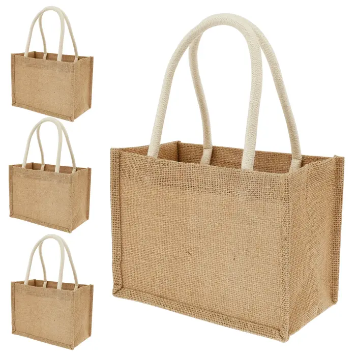 4-12 pièces toile de Jute fourre-tout sac à provisions Portable femmes fourre-tout sacs réutilisable