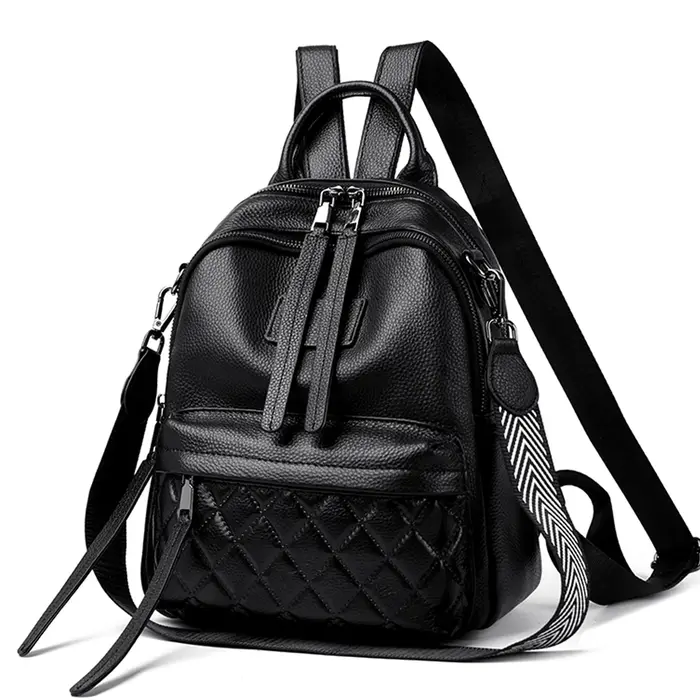 Sac à dos classique en cuir véritable pour femmes, sacs d'école à la mode, sacs à dos pour filles, s