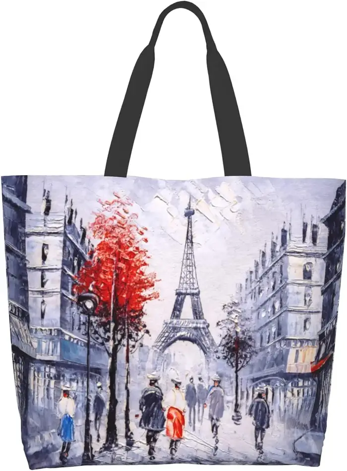 Sac d'Épicerie Tour Eiffel Interconnexion, Fourre-Tout Français, Shopping, Cadeau, Réutilisable, Ini