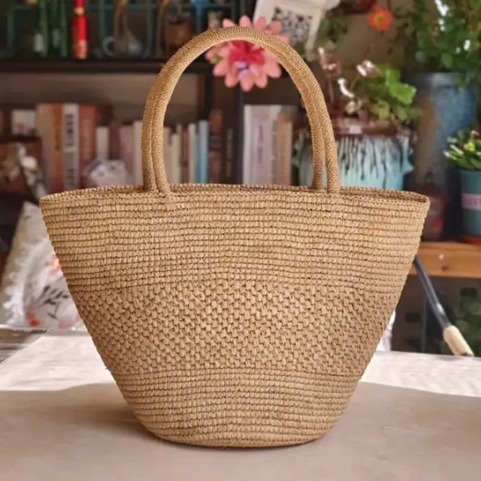 Mode plage naturel raphia paille sacs grand sac à main à bandoulière dame sac