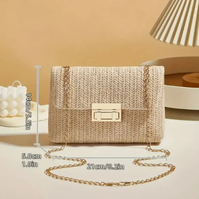 Sac à main pour femme en paille tressée de style rétro tendance