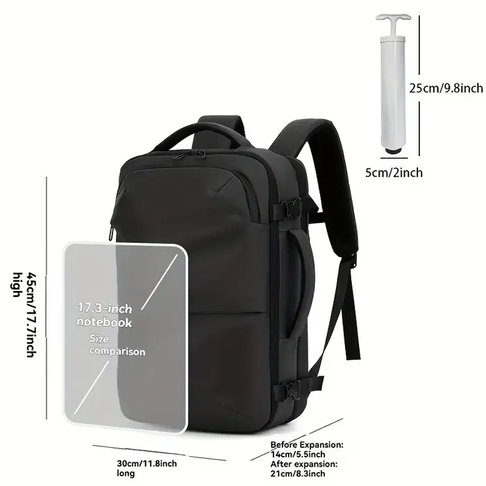 Sac à dos pour ordinateur portable étanche multifonctionnel de grande capacité sous vide pour hommes et femmes avec sac à dos extensible