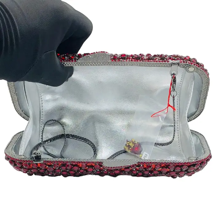 Boutique de FGG Pochette en strass bordeaux pour femme
