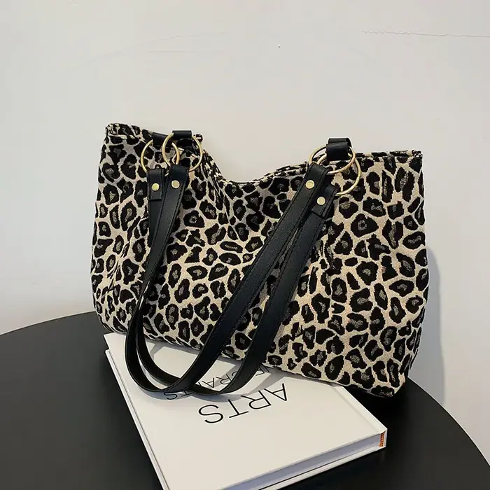 Sacs à main élégants en tissu imprimé léopard pour femmes
