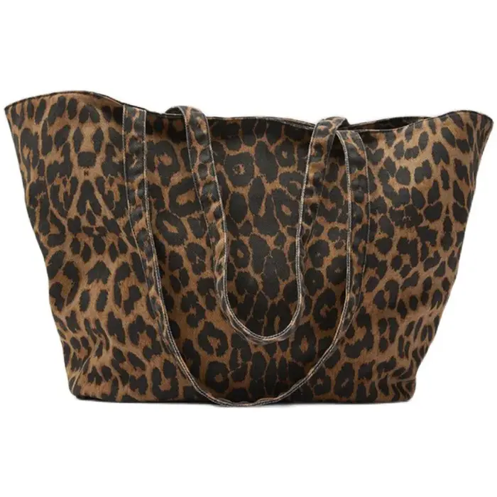 Sac à main en toile imprimé léopard pour femme
