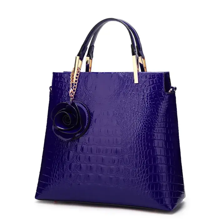 Sac à main en cuir verni effet crocodile pour femme, sac à bandoulière de marque, sac coquille grand