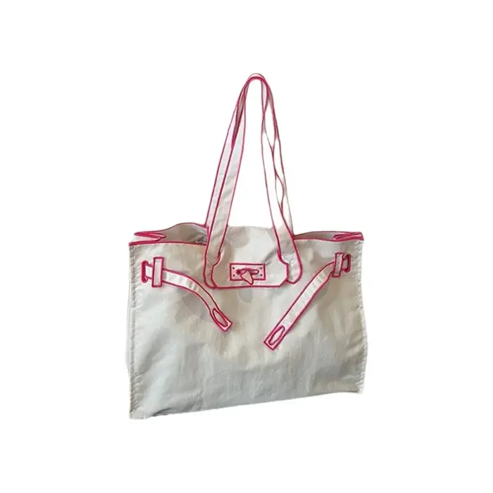 Sac fourre-tout en toile brodé grande capacité