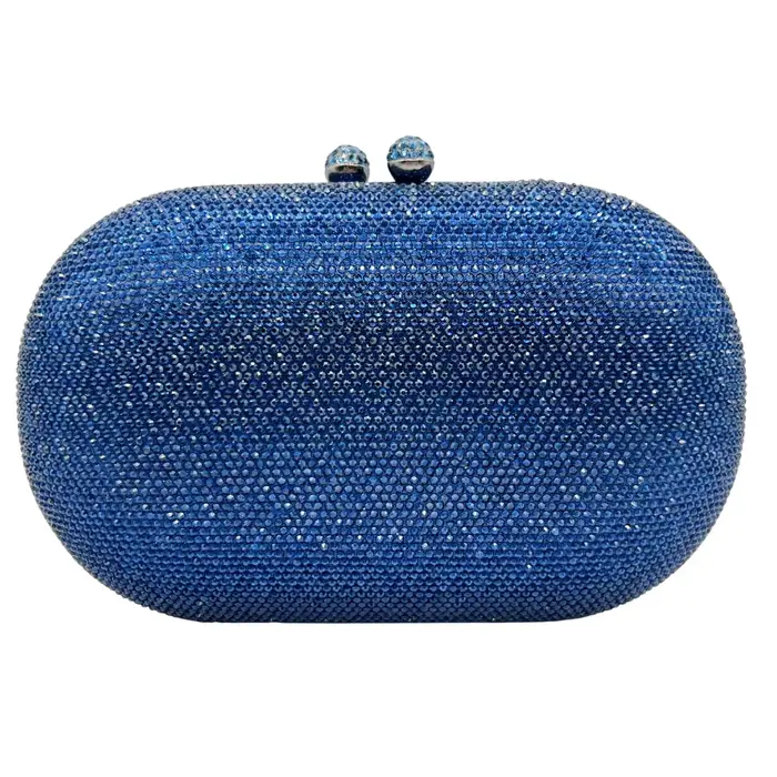 Pochette de soirée en cristal et strass avec chaîne