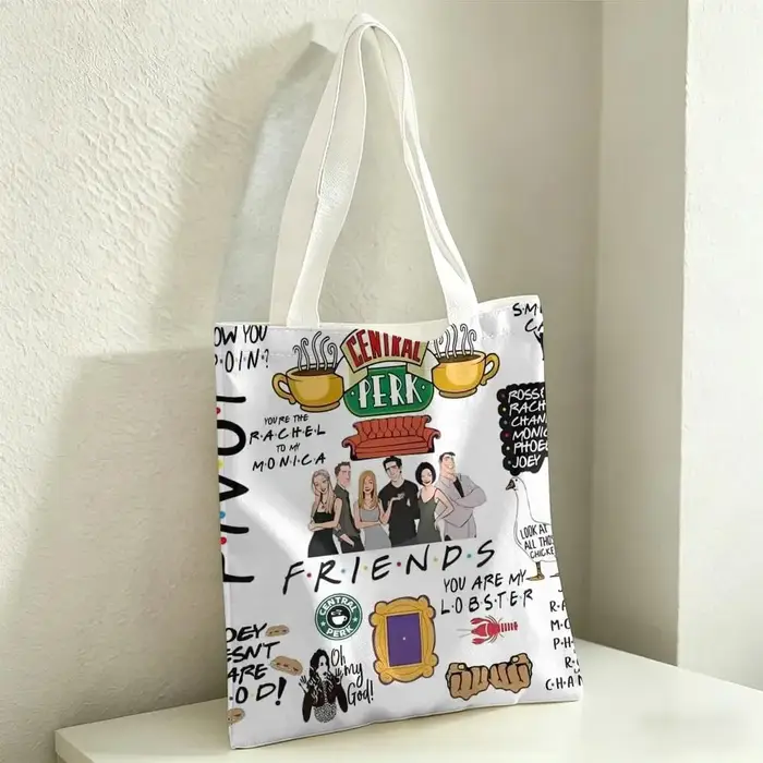 F-Friends TV Show Storage Bags Sac fourre-tout en toile pour femme, grande capacité, réutilisable, s