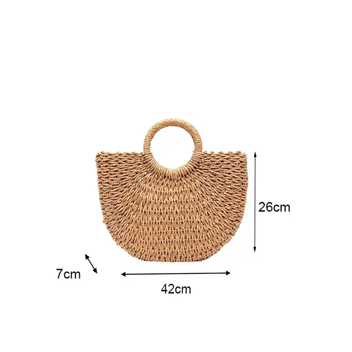 Sac d'été en paille demi-lune pour femmes