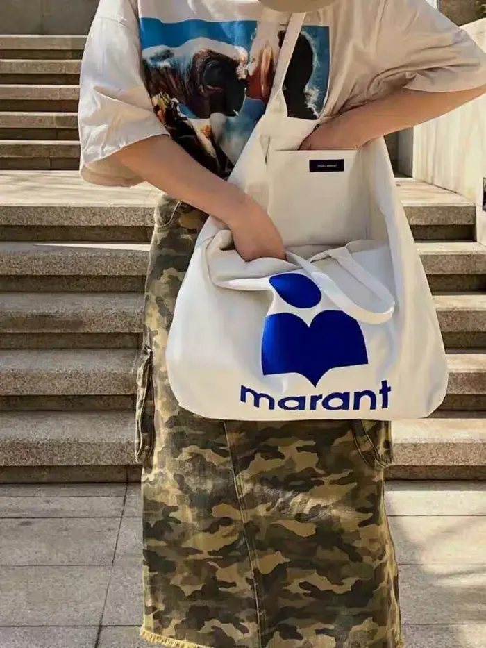 2026 Marant Nouveau style de créateur Sac en toile Marina coréen à strass Sac de shopping décontracté Sac fourre-tout Sac à bandoulière
