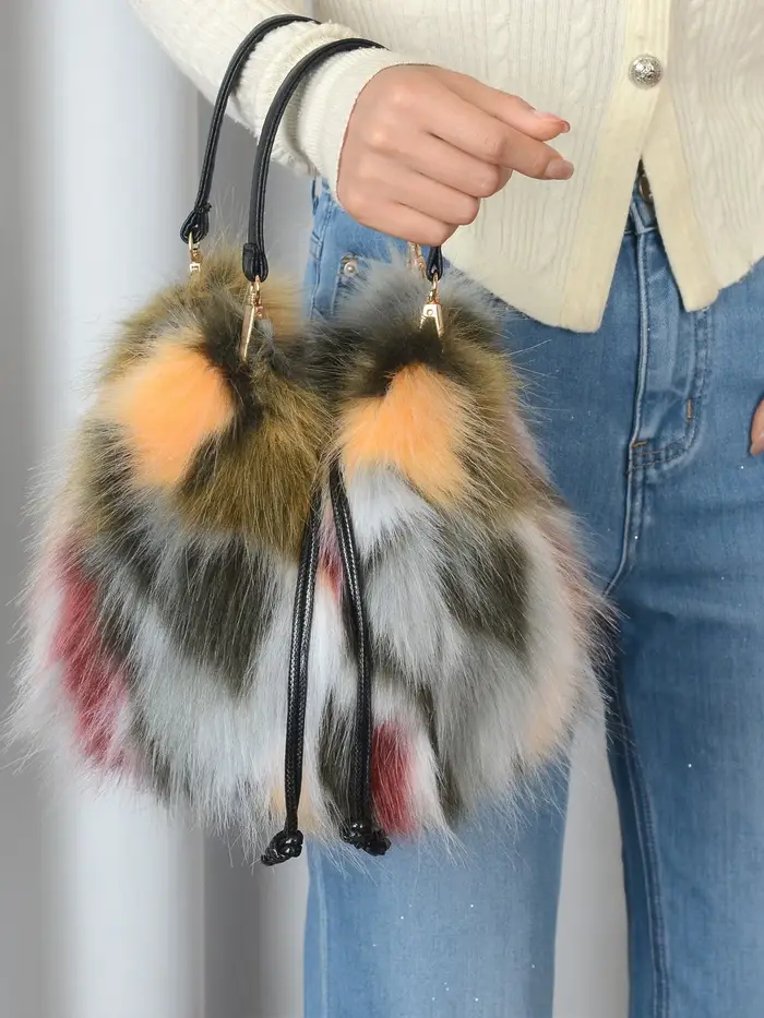 Sac à main tendance en fausse fourrure pour femme