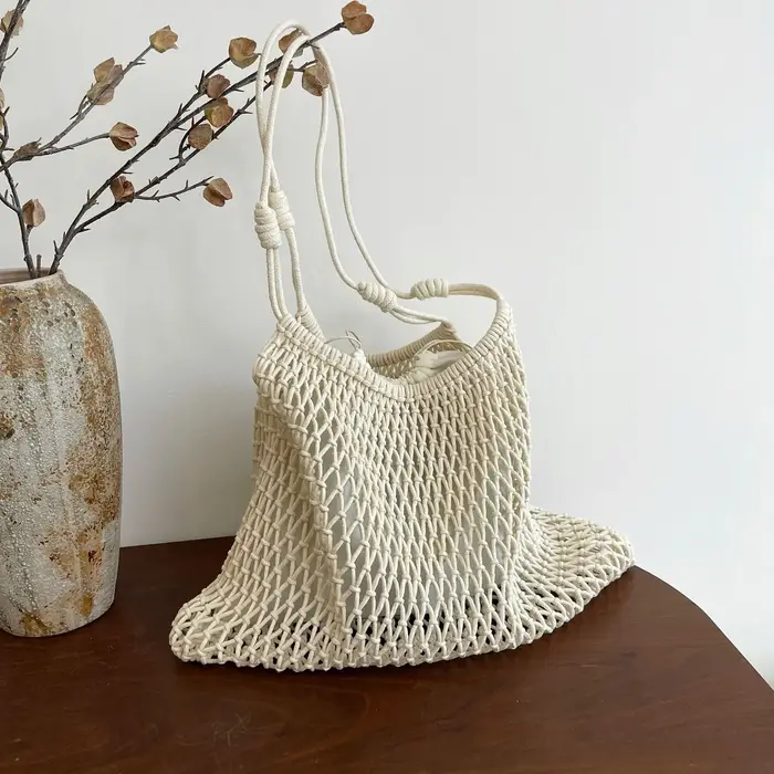 Sac fourre-tout vintage en crochet fait main grande capacité