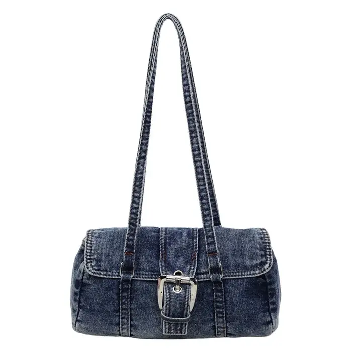 Sac à bandoulière en jean délavé style rétro