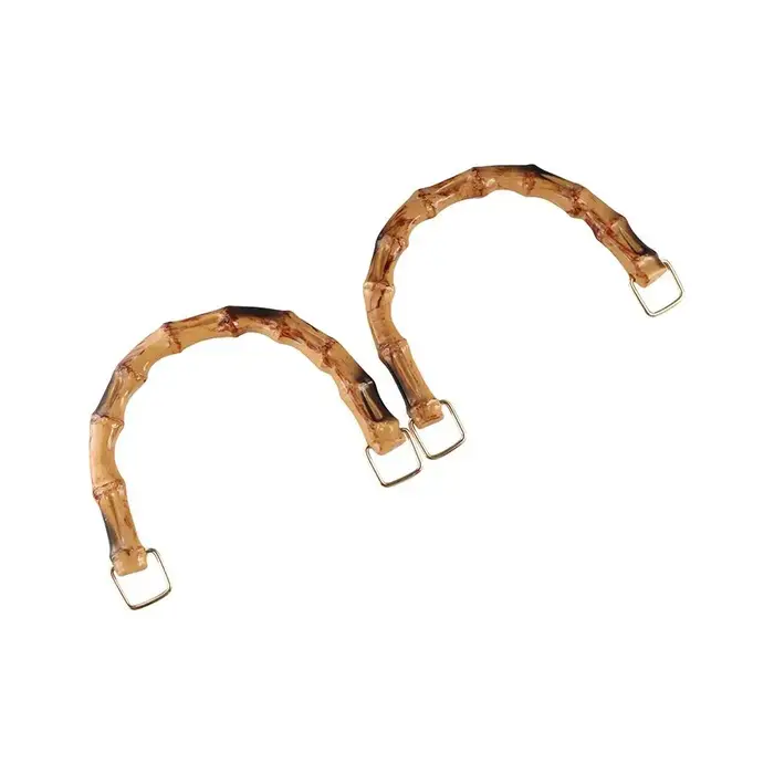 2 pièces poignées en bambou or naturel exotique toucher lisse poignée de sac à main en forme de U