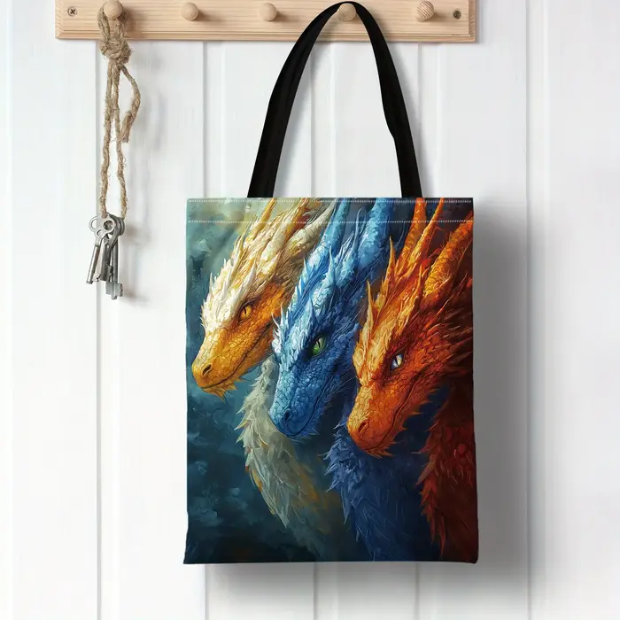 Dragon Lore Bold Fantasy Dragons Sac fourre-tout en polyester durable Sac à bandoulière design à la mode Shopping et usage quotidien Sac à main