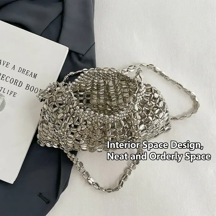 Sac seau brillant argenté pour femme