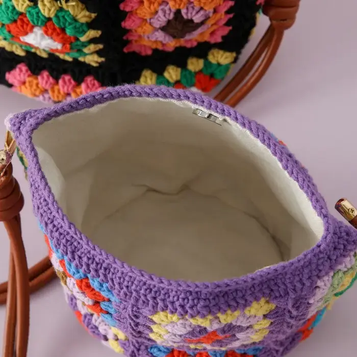 Sac à bandoulière multicolore en Crochet fait à la main