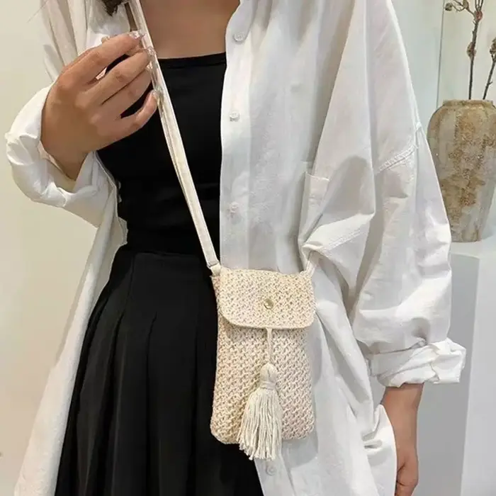 Sac de plage en paille tressé pour femmes