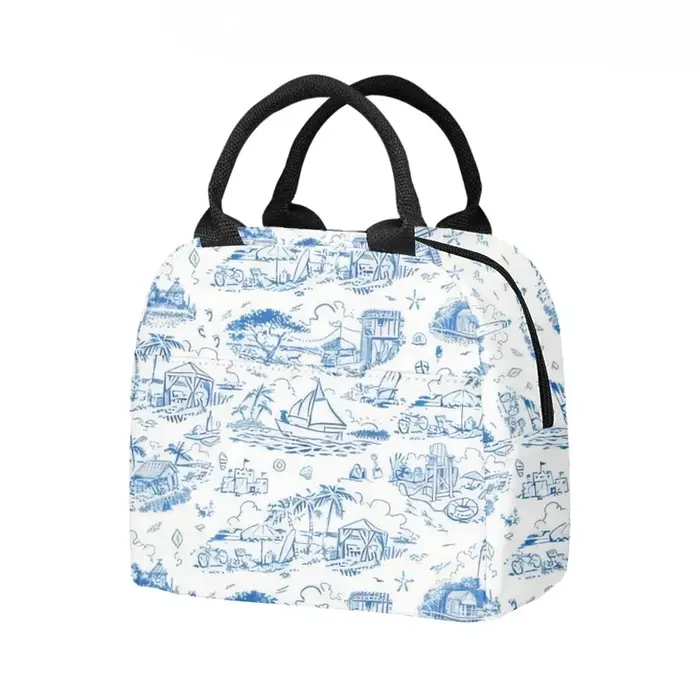 Palmiers plage surf sac à déjeuner isolé poche latérale étanche réutilisable bureau conception facile à nettoyer pour le travail école pique-niques