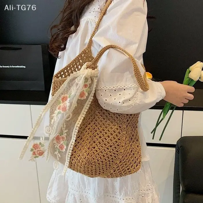 Sac à bandoulière tressé grande capacité pour femme