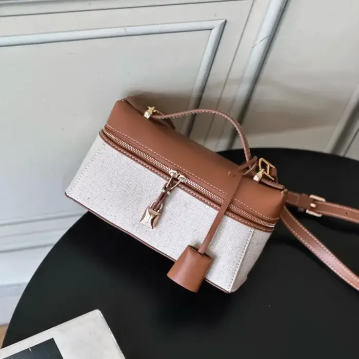 Sac à cosmétiques en cuir style vintage, mini sac à bandoulière avec poignée supérieure, sac à main