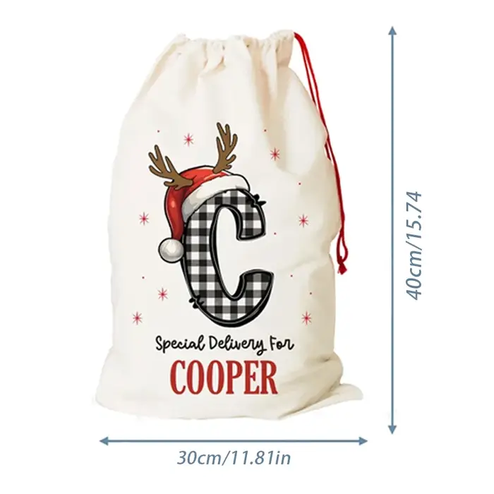Sac cadeau personnalisé joyeux noël à cordon