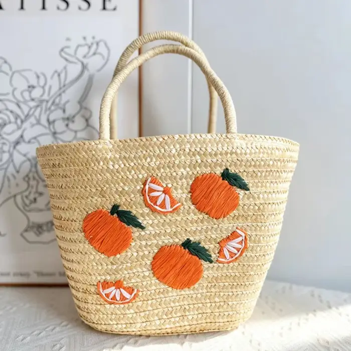 Sac de plage brodé cerise et citron