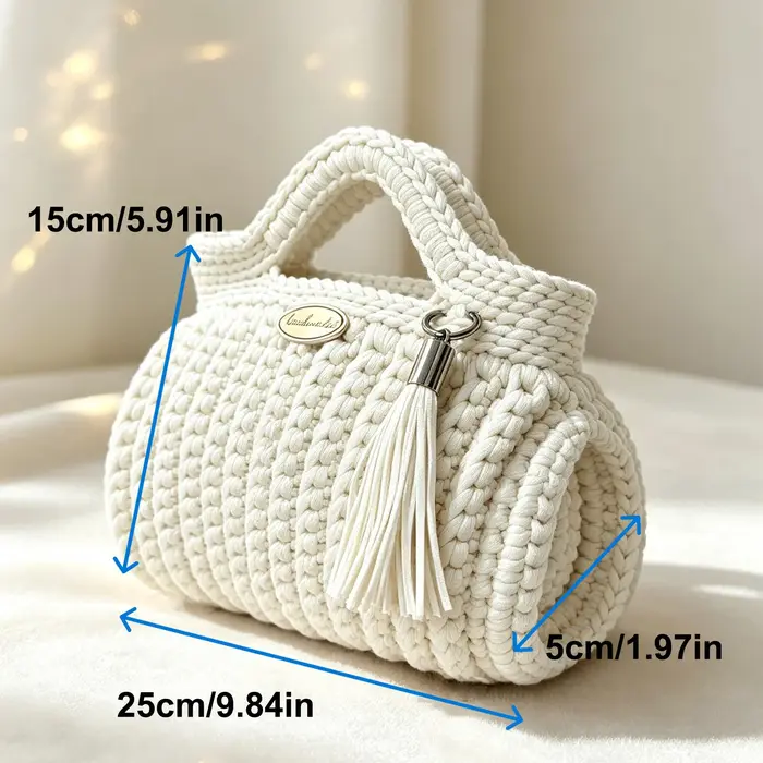 Sac à main pour femme, entièrement fait à la main en crochet, un sac de plage estival décontracté, avec un design tissé unique, peut être porté à la main ou en bandoulière, avec un espace pour ranger