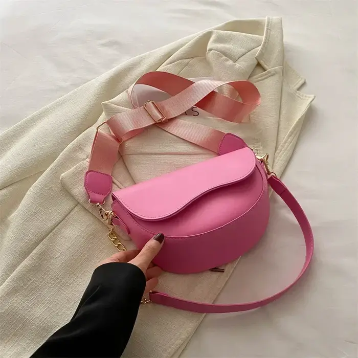 Femmes Vintage Double sangles sac à bandoulière nouvelle couleur unie Simple sac