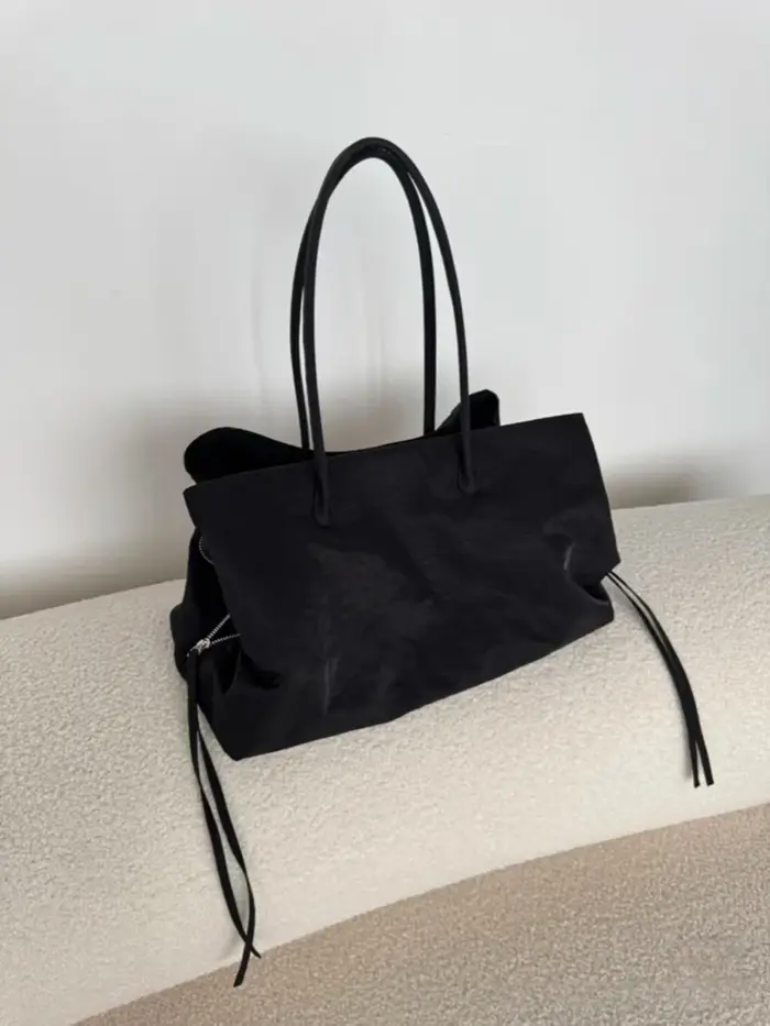 Sac fourre-tout noir uni pour femmes