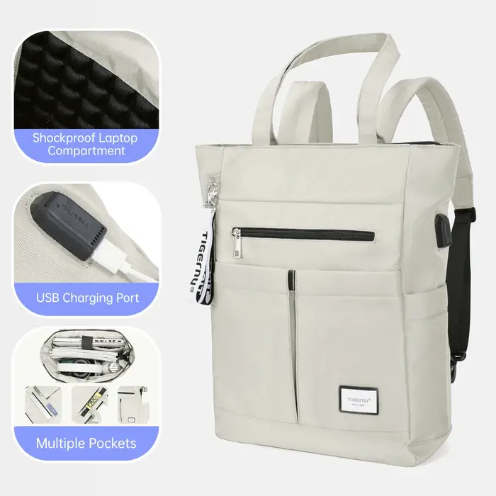 Tig10eu-Sac à dos fourre-tout multidirectionnel pour femme, sac d'école pour filles, sacs à main pou