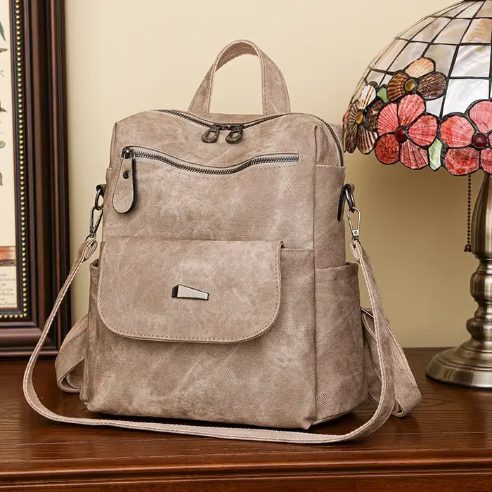 Sac à dos en cuir monochrome pour femme