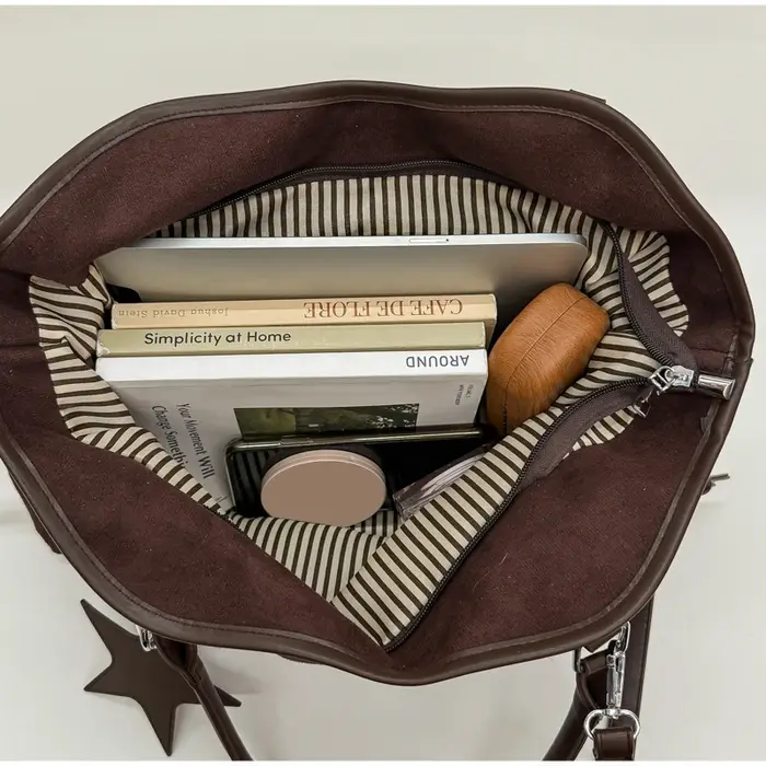 Sac à bandoulière en daim à pois pour femmes