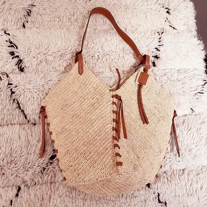 Lafite paille tissé à la main sac de plage grande capacité sac à bandoulière femmes raphia voyage Shopper fourre-tout vacances d'été Ca