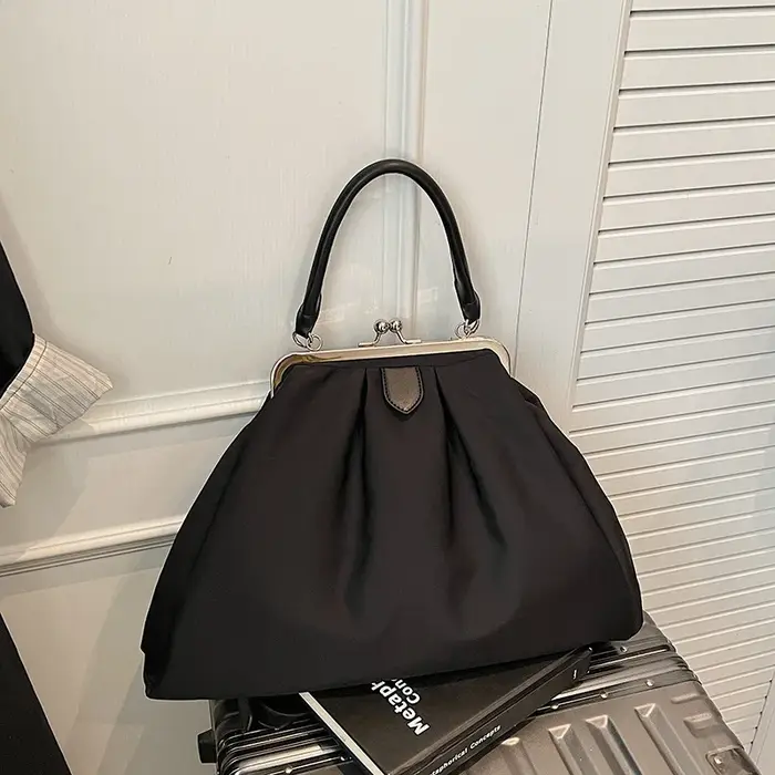 Sac à bandoulière plissé pour femme, design à poignée supérieure, sac coquille grande capacité, sac