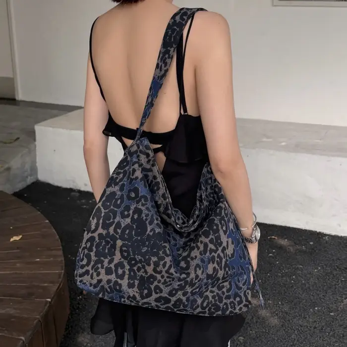Sac fourre-tout de luxe en toile à motif léopard, grand sac hobo souple pour femme, sac de voyage qu