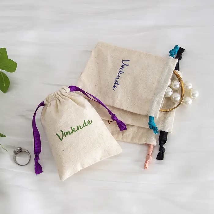 Sac en mousseline de coton biologique imprimé avec Logo personnalisé écologique