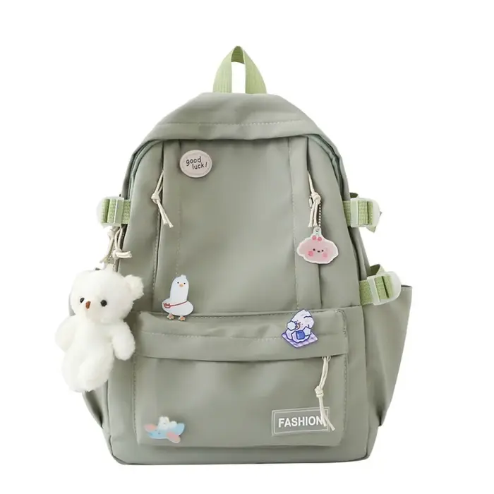 Nouveau sac d'école de grande capacité Portable couleur unie sac à dos léger sangle réglable sac de voyage en toile unisexe