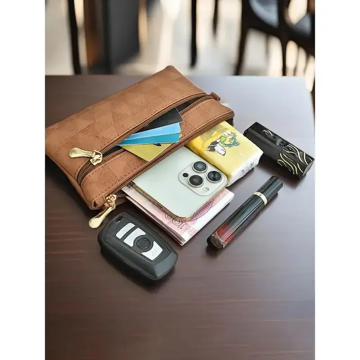Portefeuilles longs en cuir pour femmes, pochette simple et élégante, sac à main décontracté pour téléphone portable, pochette à fermeture éclair de grande capacité pour dames