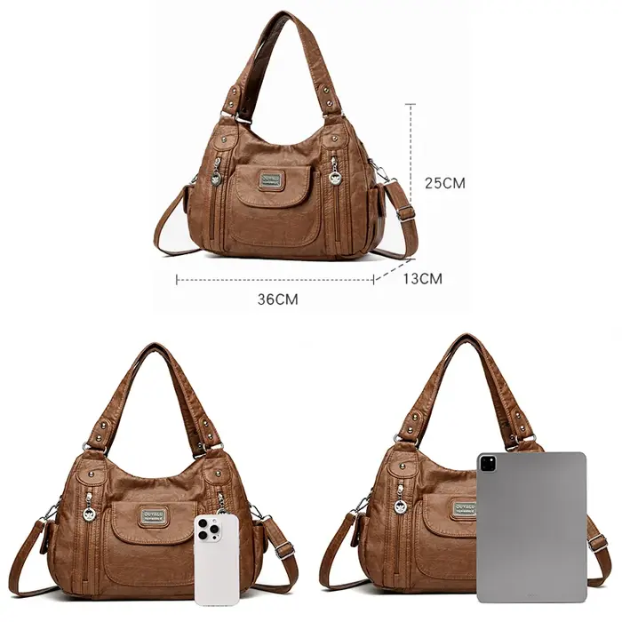 Sac à Main Rétro en Cuir Souple pour Femme
