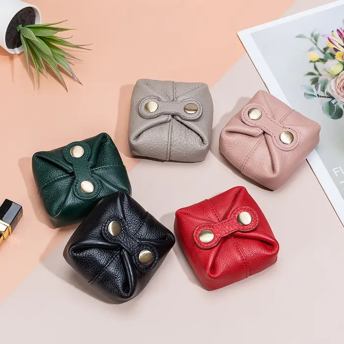 Sac à cosmétiques en cuir véritable pour femmes, pochette de maquillage mignonne, petite boîte à clés pour écouteurs, étui de rangement pour rouge à lèvres, Mini porte-monnaie à la mode
