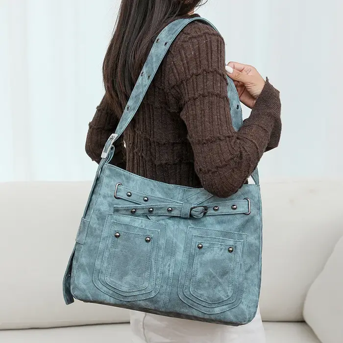 Sac à Bandoulière Inclinée en Nylon de Grande Capacité pour Femme