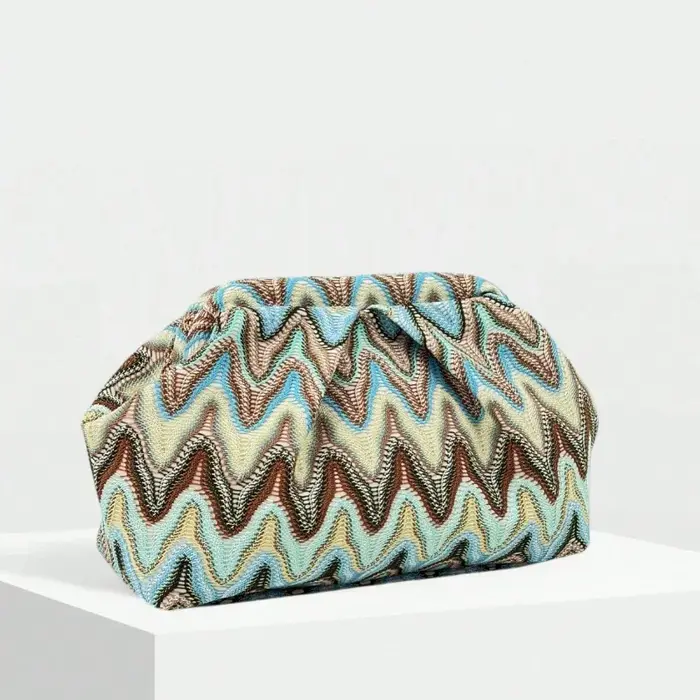 Pochette à fermoir colorblock style marocain