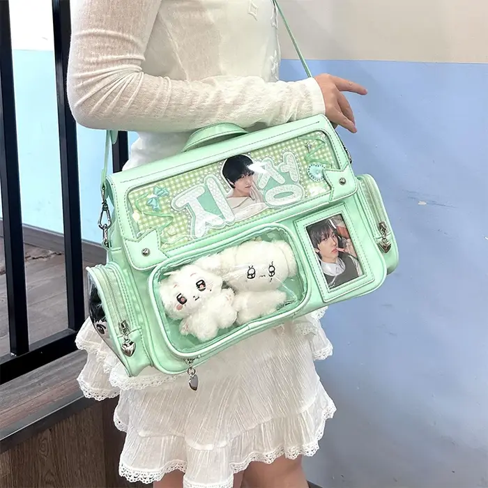 Nouveau sac Ita Y2K mignon, style Harajuku, avec poche transparente, grande capacité, sac bandoulièr