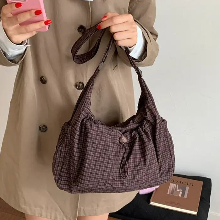 Sac à bandoulière à carreaux pour femmes