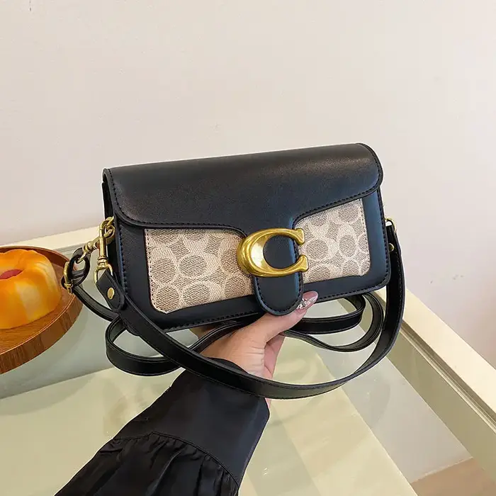 Sac à bandoulière de luxe Tabby avec boucle en C pour femme, en cuir imprimé vintage, sac sous le bras, 2 sangles amovibles, petit sac carré à bandoulière
