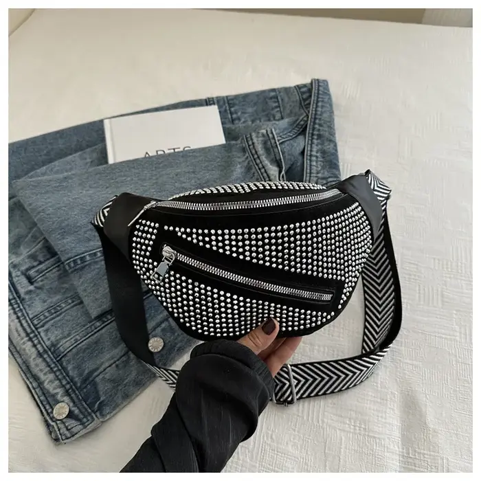Sacs à bandoulière cloutés en strass pour dames, sac de poitrine au Design tendance pour femmes, cad