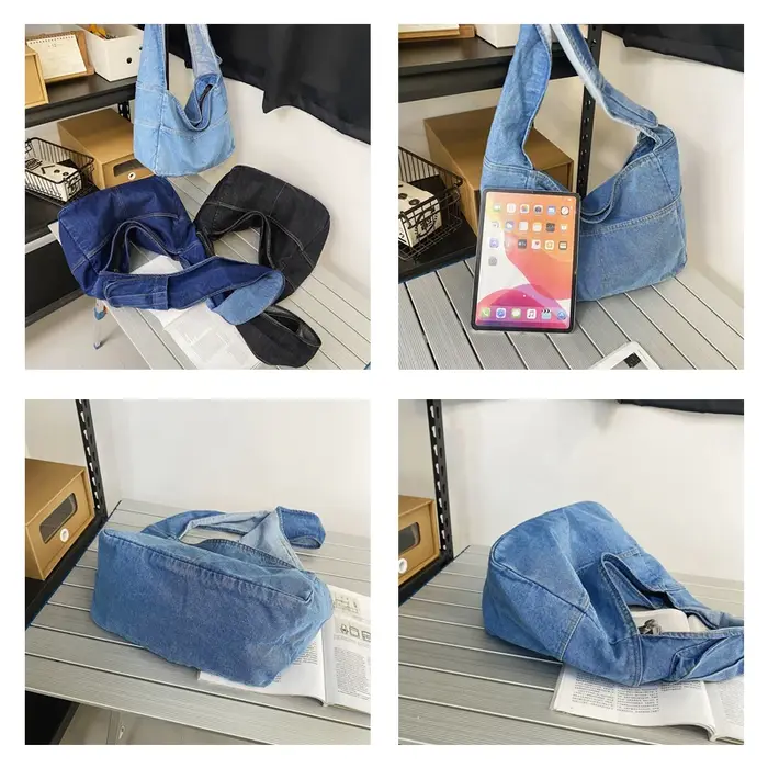 Sac à main en denim réutilisable pour femme